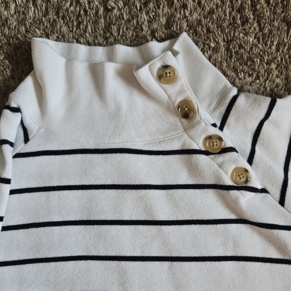 J. Crew Womens Black and White Striped Sweatshirt Size Large - Picture 2 of 7